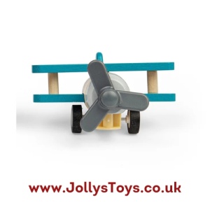 Wooden Pull Back Bi-Plane